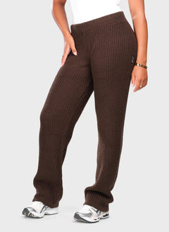 Heavyweight Knitted Joggers - Brown