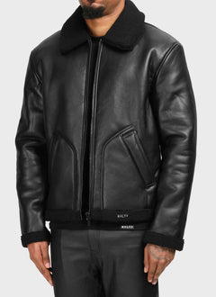 Leather Shearling Jacket - Black
