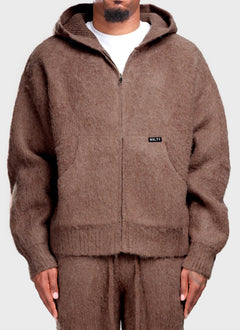 Mohair Zip Hoodie - Brown