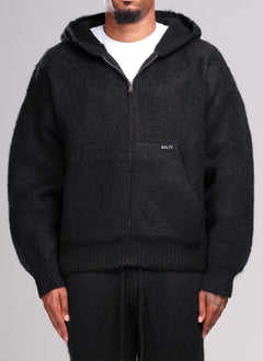 Mohair Zip Hoodie - Black