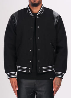 Heavyweight Wool Bomber Jacket - Black