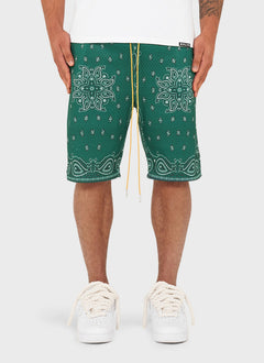 Paisley Mesh Shorts - Green