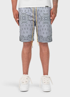 Paisley Mesh Shorts - Grey