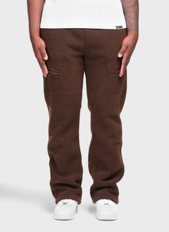 Sherpa Zip Joggers - Brown