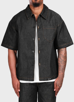 Structured Selvedge Denim Shirt - Black