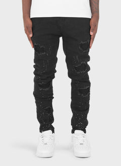 Jean triple patchwork - Noir