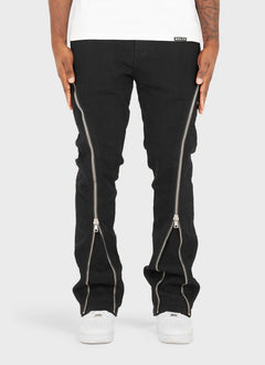 Vintage Flare Zipper Jeans - Black