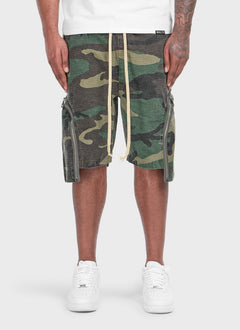 Vintage Zipper Cargo Shorts - Camo