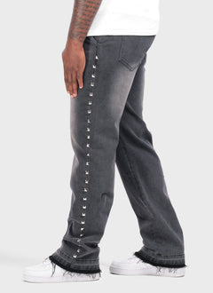 Vintage Pyramid Studded Jeans - Black