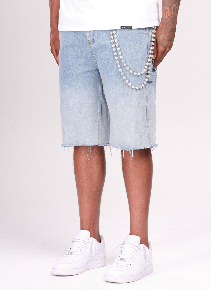 Vintage Deep Fade Denim Shorts - Blue