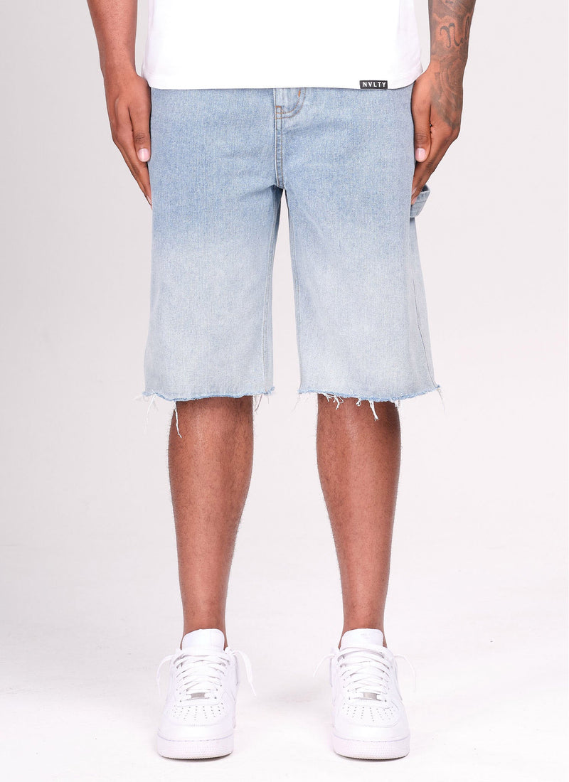 Vintage Deep Fade Denim Shorts - Blue