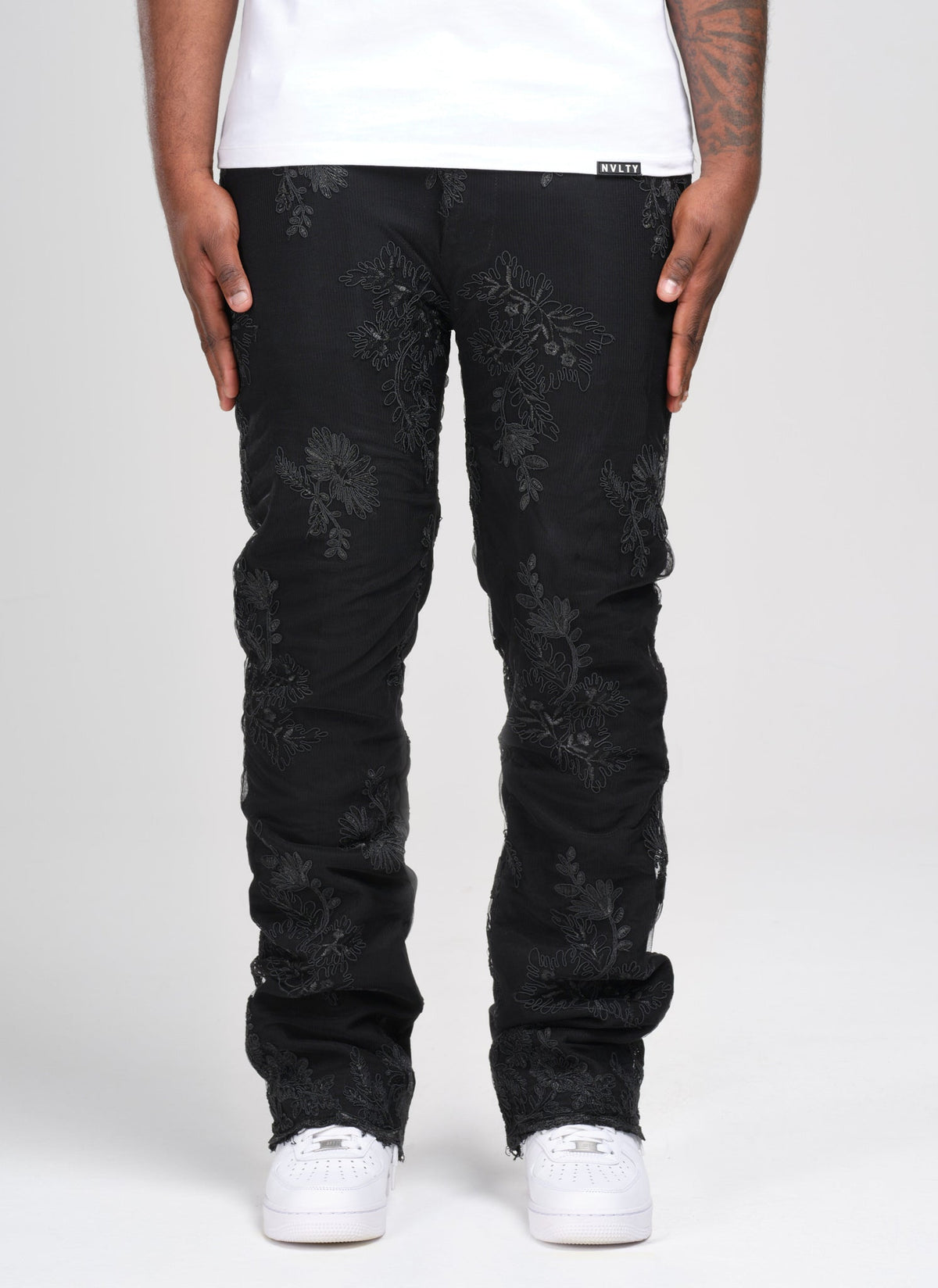 Vintage Floral Jeans - Black