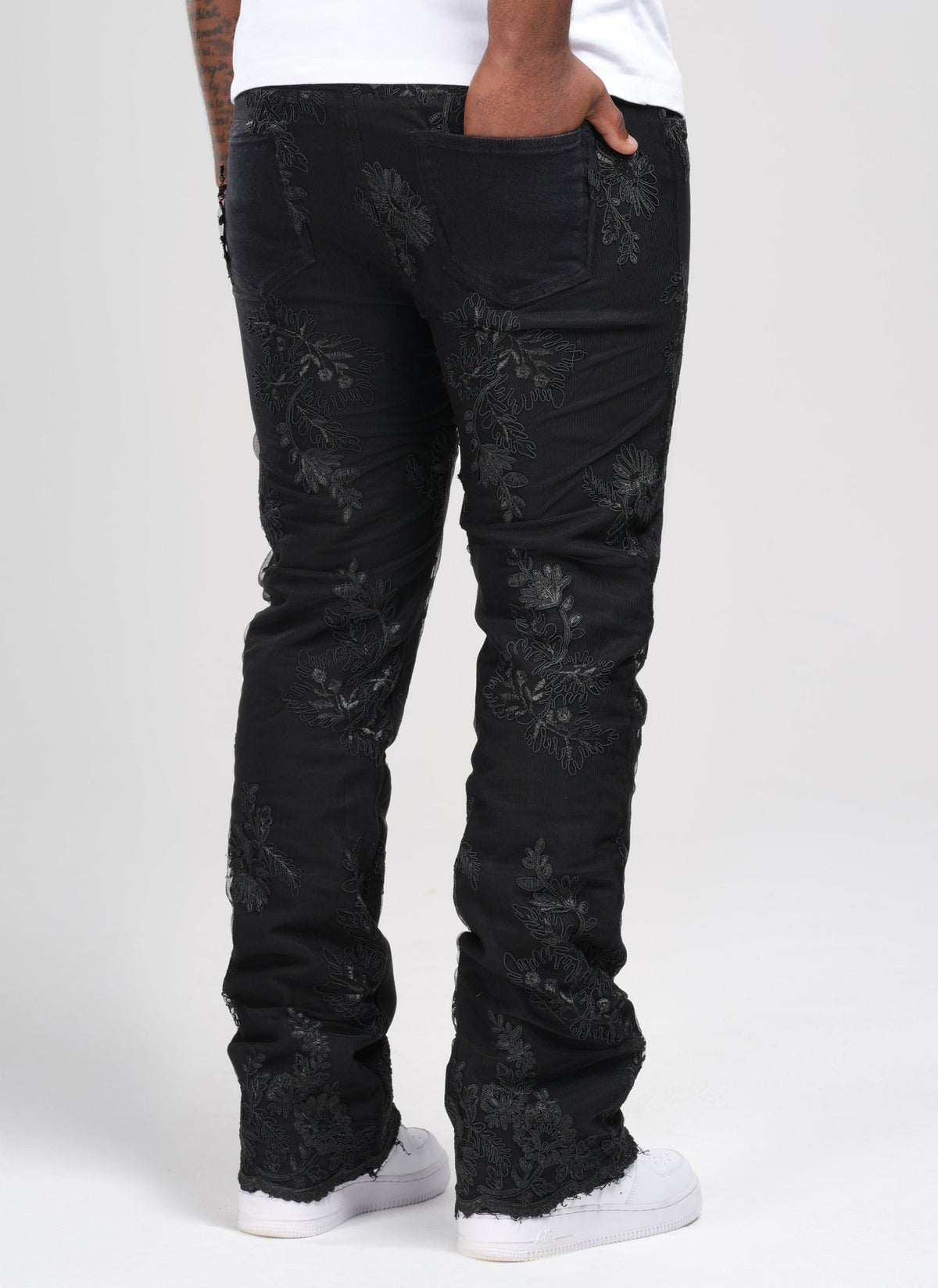 Vintage Floral Jeans - Black