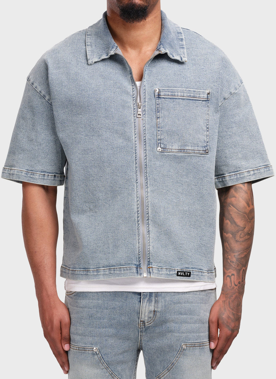 Vintage Rivet Denim Shirt - Blue