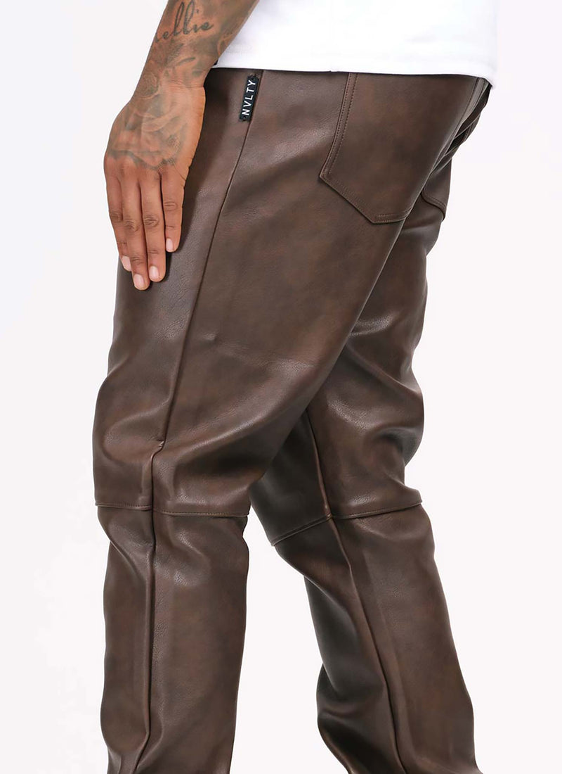 Vintage Heavyweight Leather Pants - Brown
