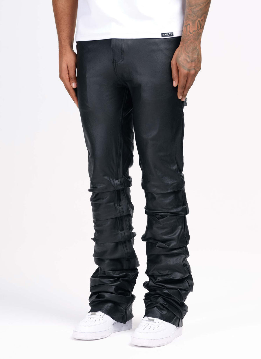 Vintage Flare Tacked Wax Jeans - Black
