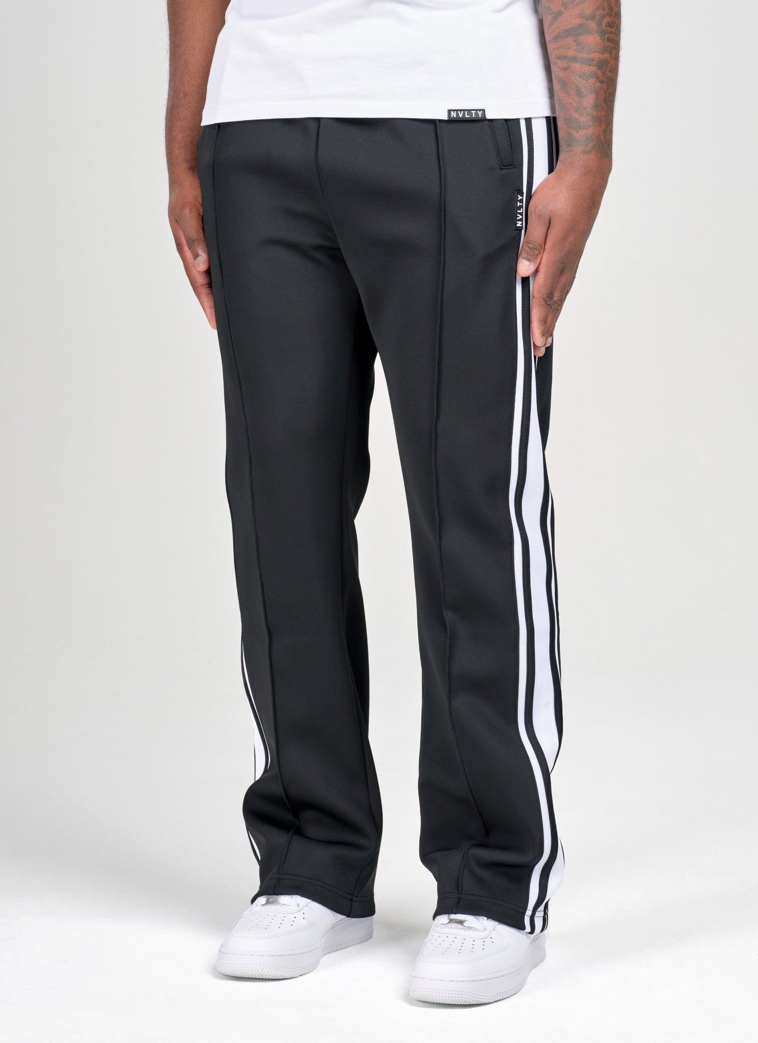 Panelled Luxe Track Pants - Black
