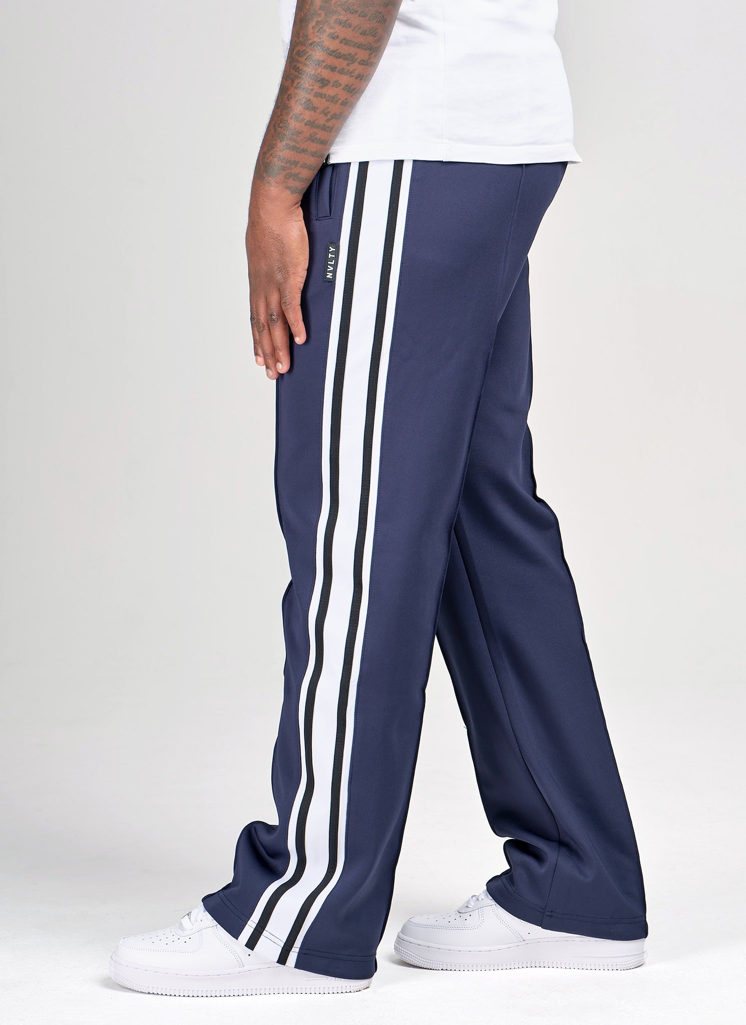 Panelled Luxe Track Pants - Navy