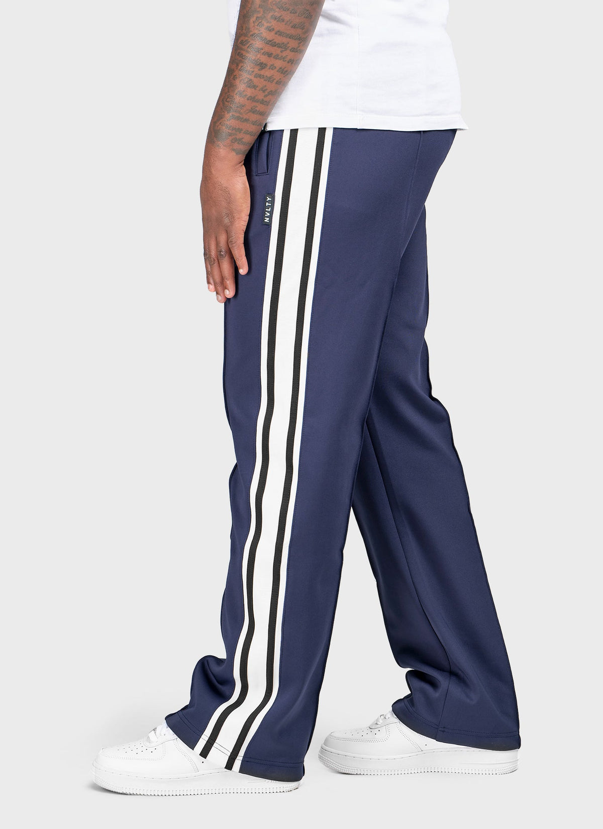 Panelled Luxe Track Pants - Navy