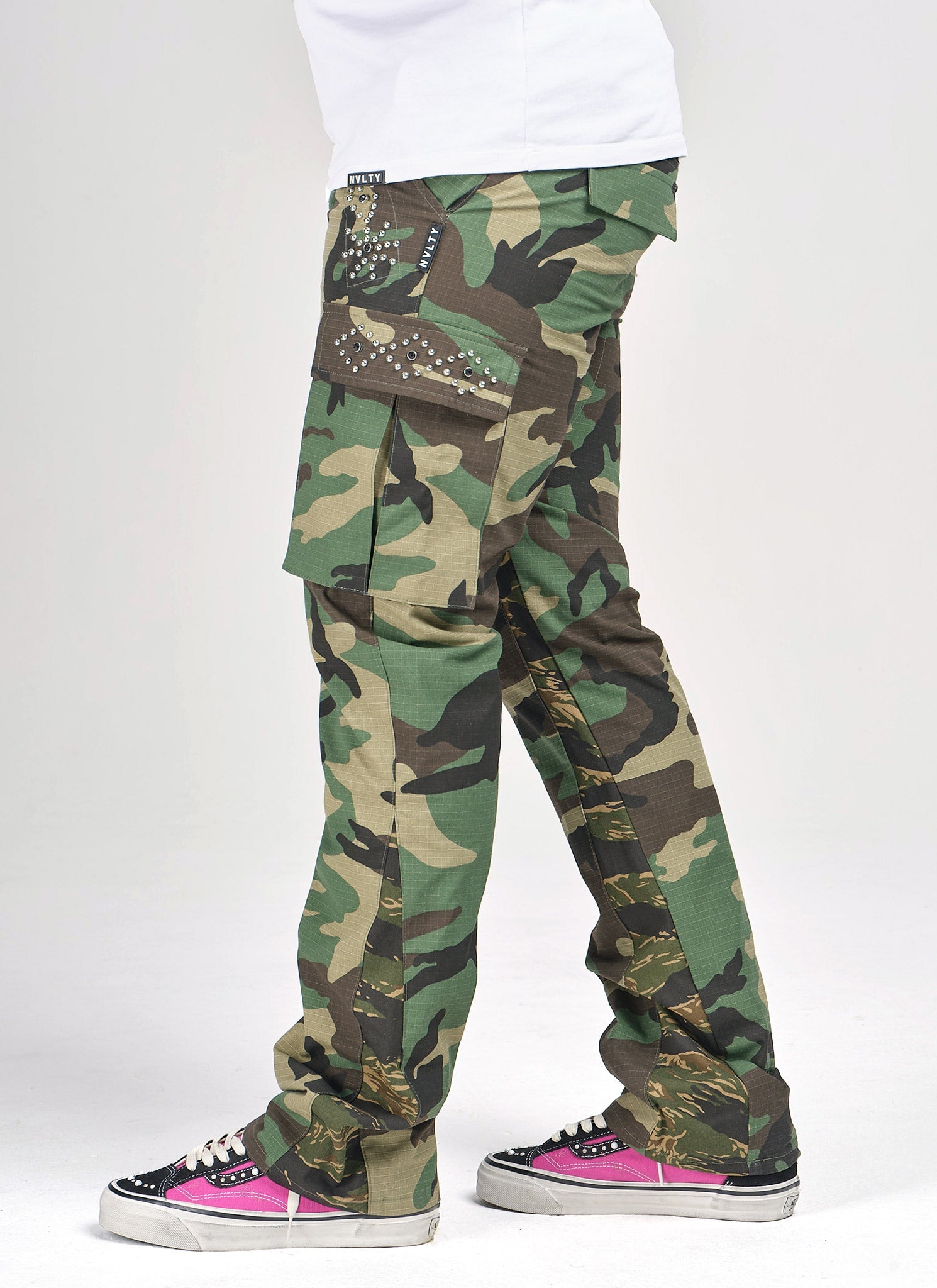 Vintage Flare Studded Cargos - Camo