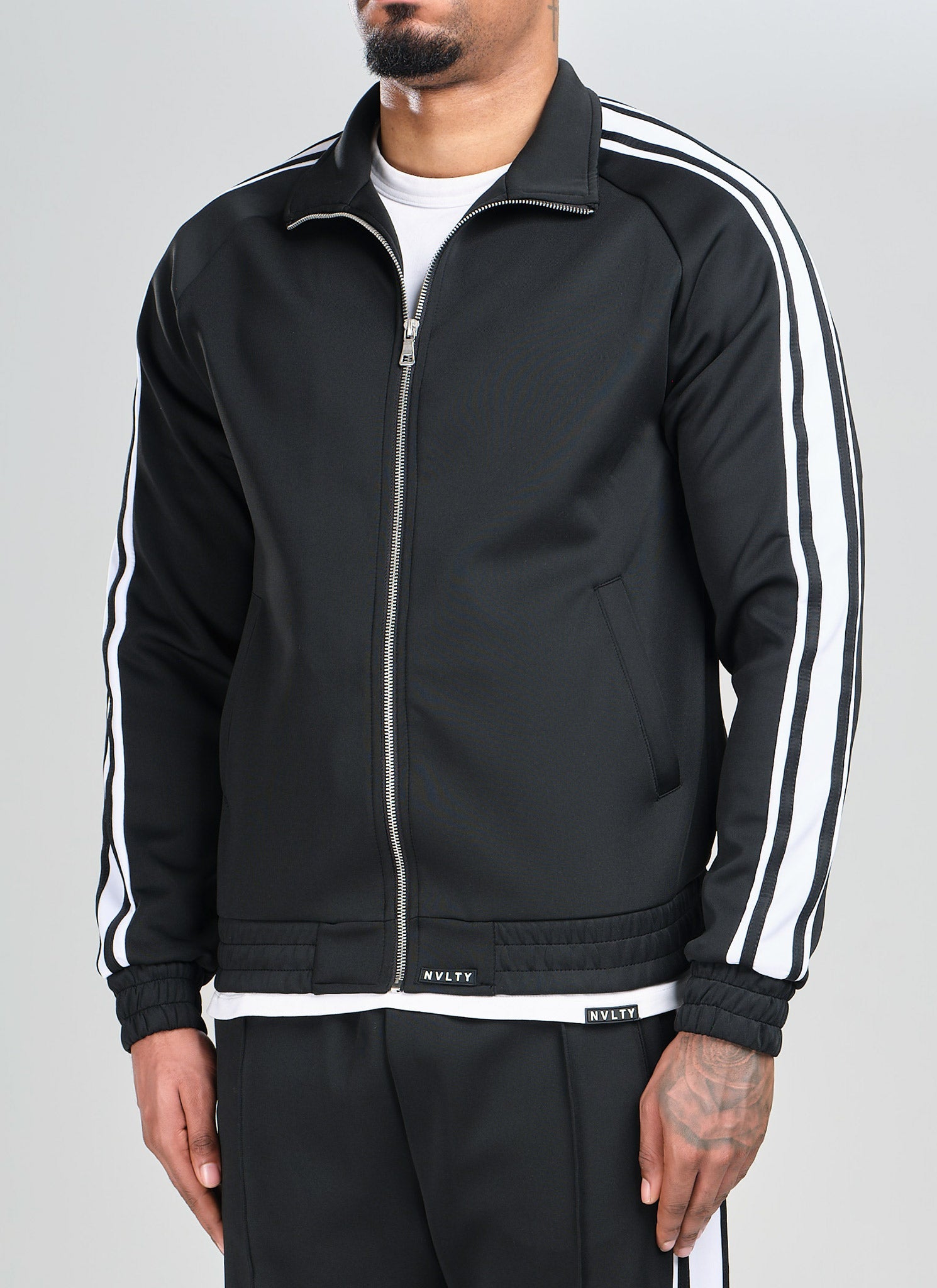 Panelled Luxe Track Jacket - Black