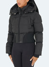 Cinched Waist Puffer Jacket - Black