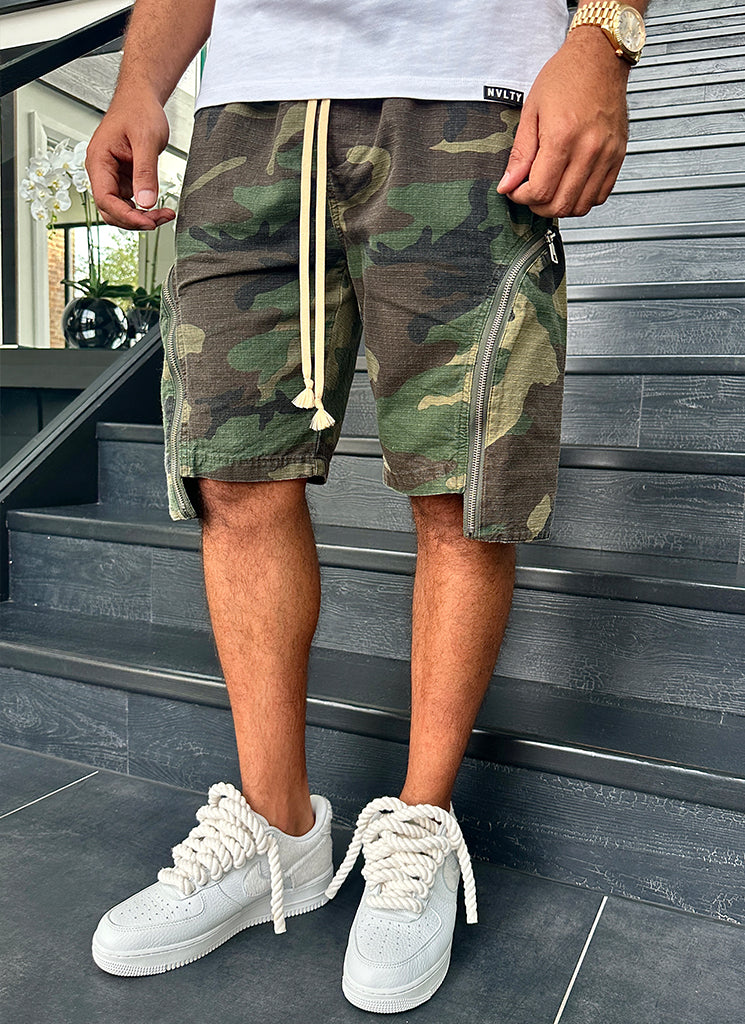 Vintage Zipper Cargo Shorts - Camo