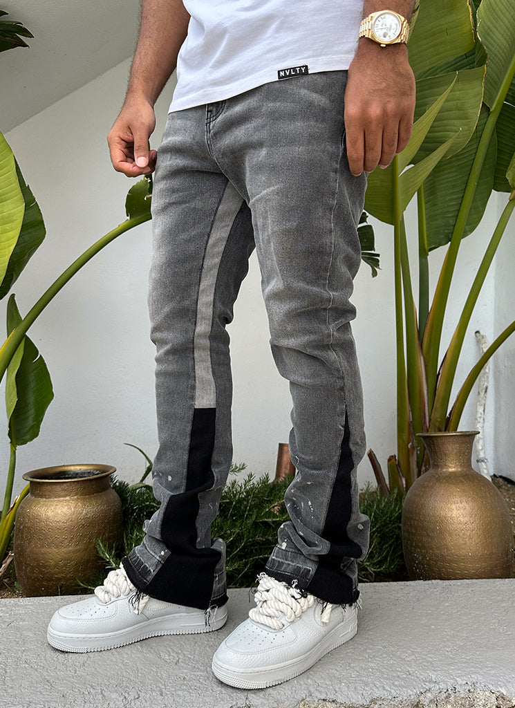 Vintage Flare Paint Jeans – Grau