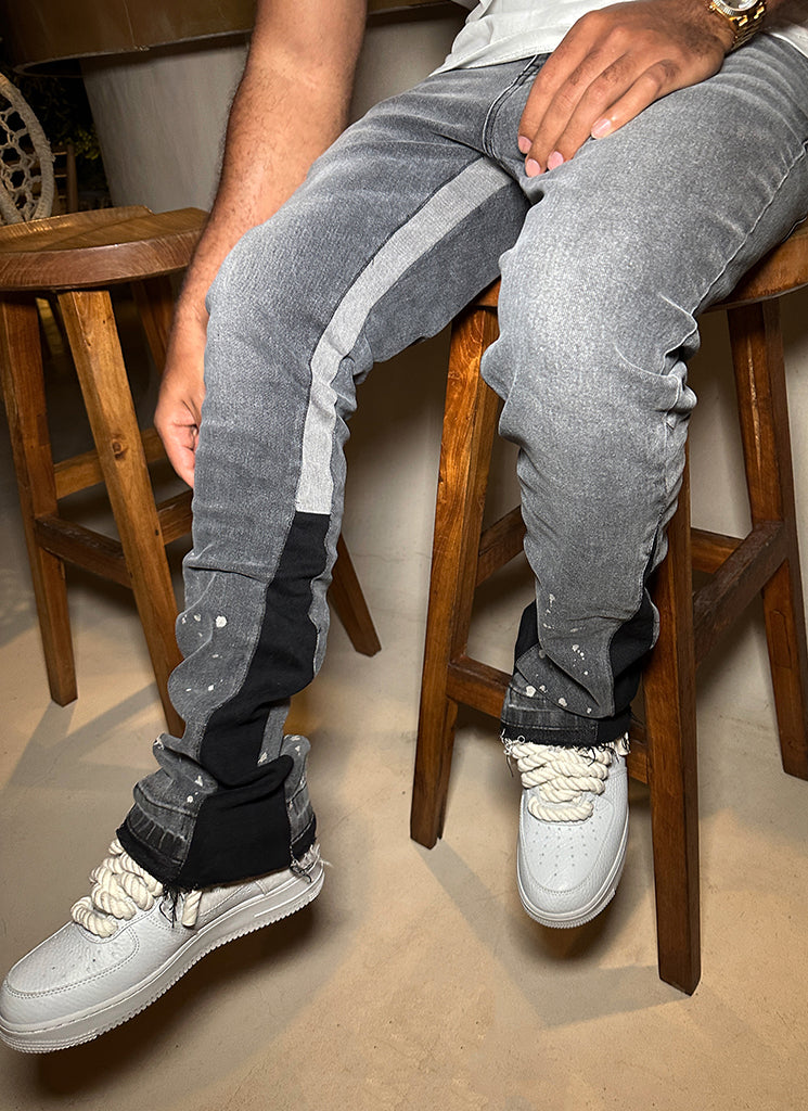 Vintage Flare Paint Jeans – Grau