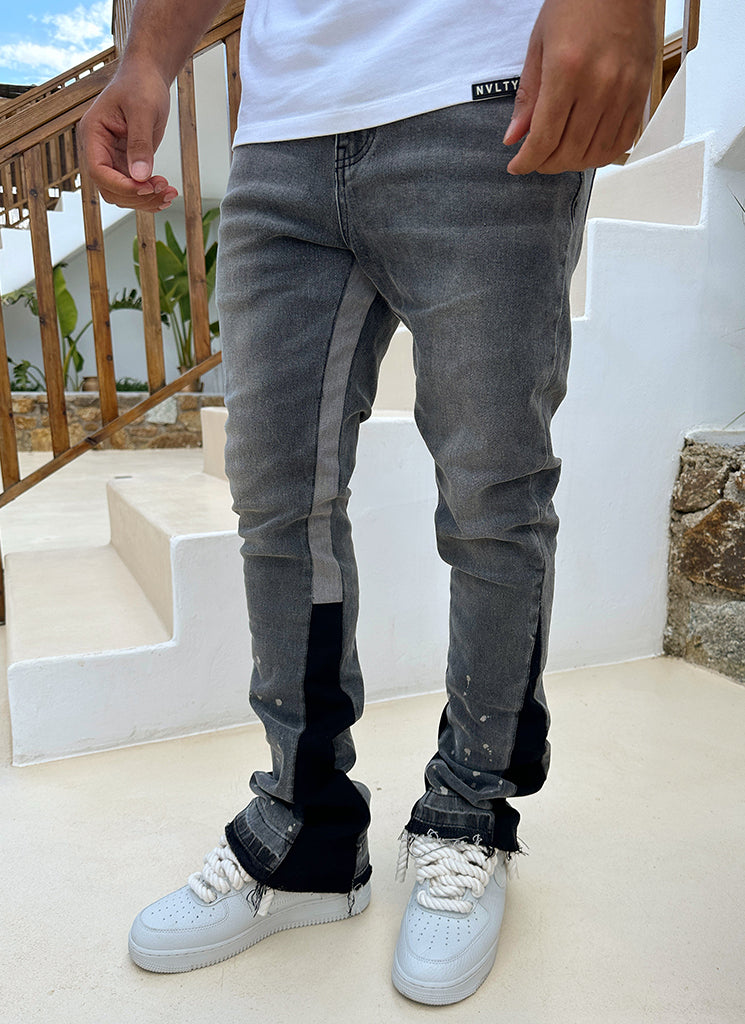 Vintage Flare Paint Jeans – Grau
