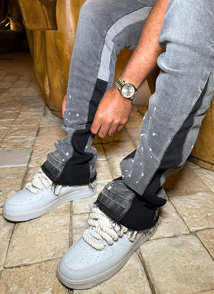 Vintage Flare Paint Jeans – Grau