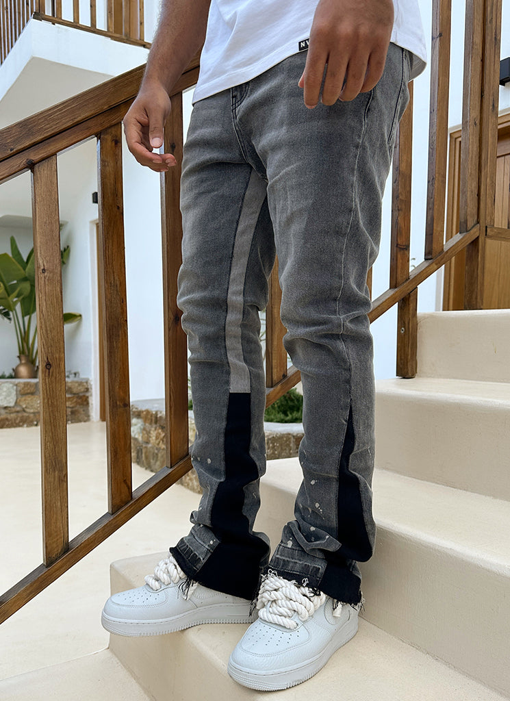 Vintage Flare Paint Jeans – Grau