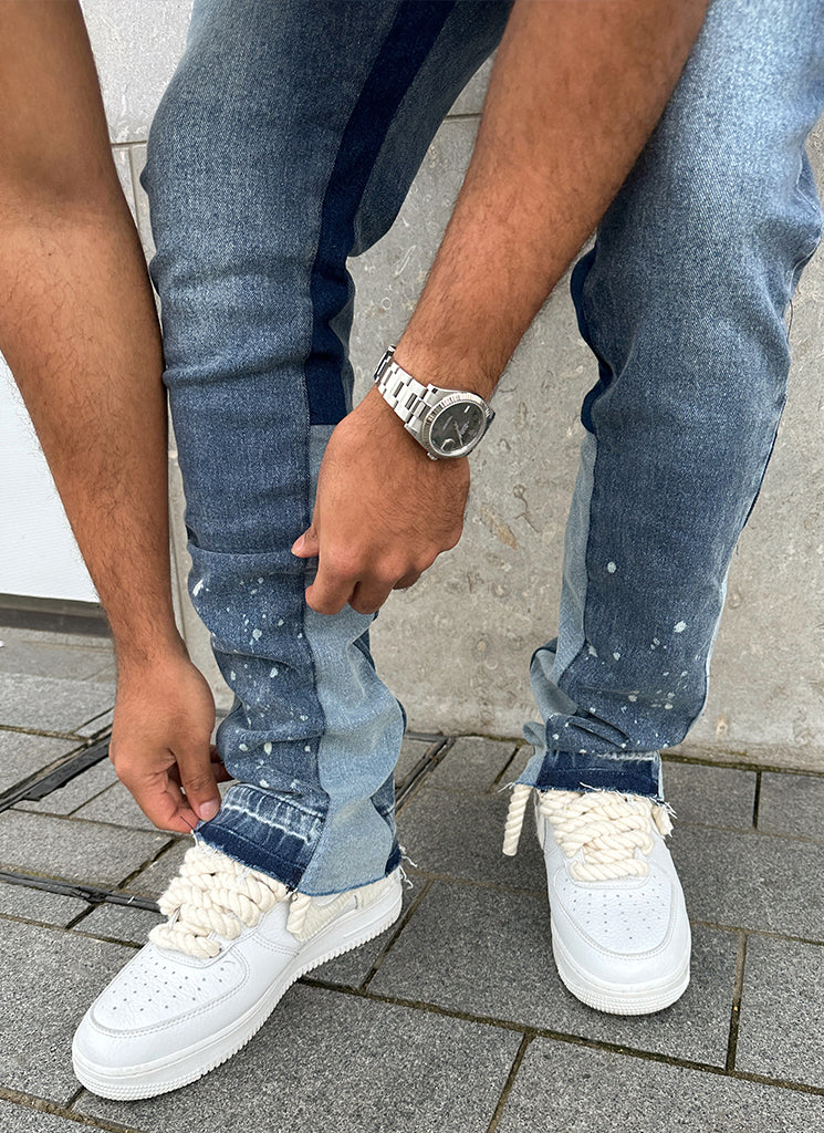 Vintage Flare Paint Jeans – Blau