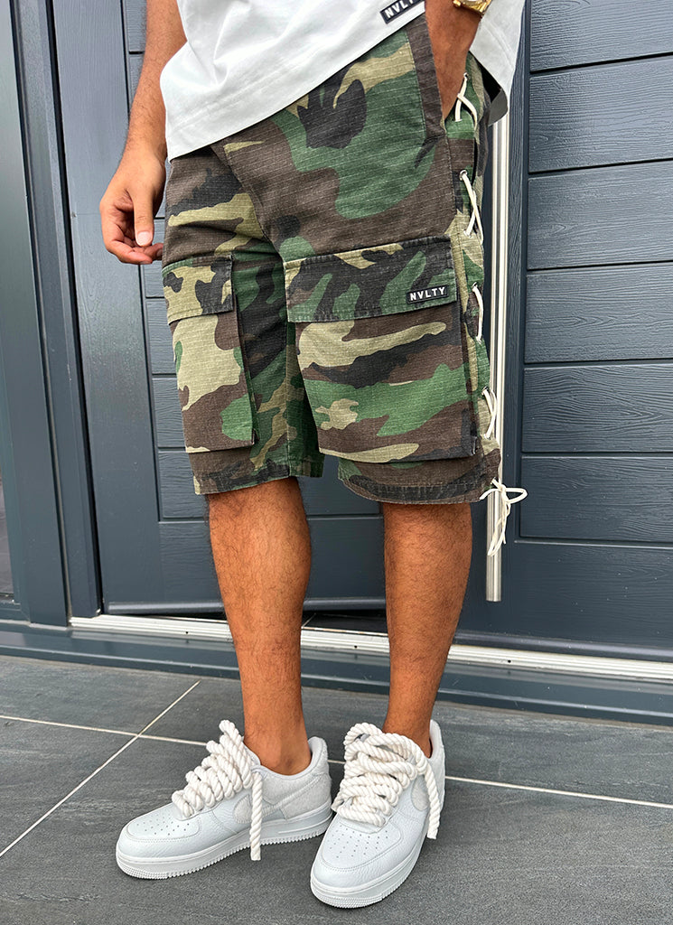 Vintage Lace Cargo Shorts - Camo