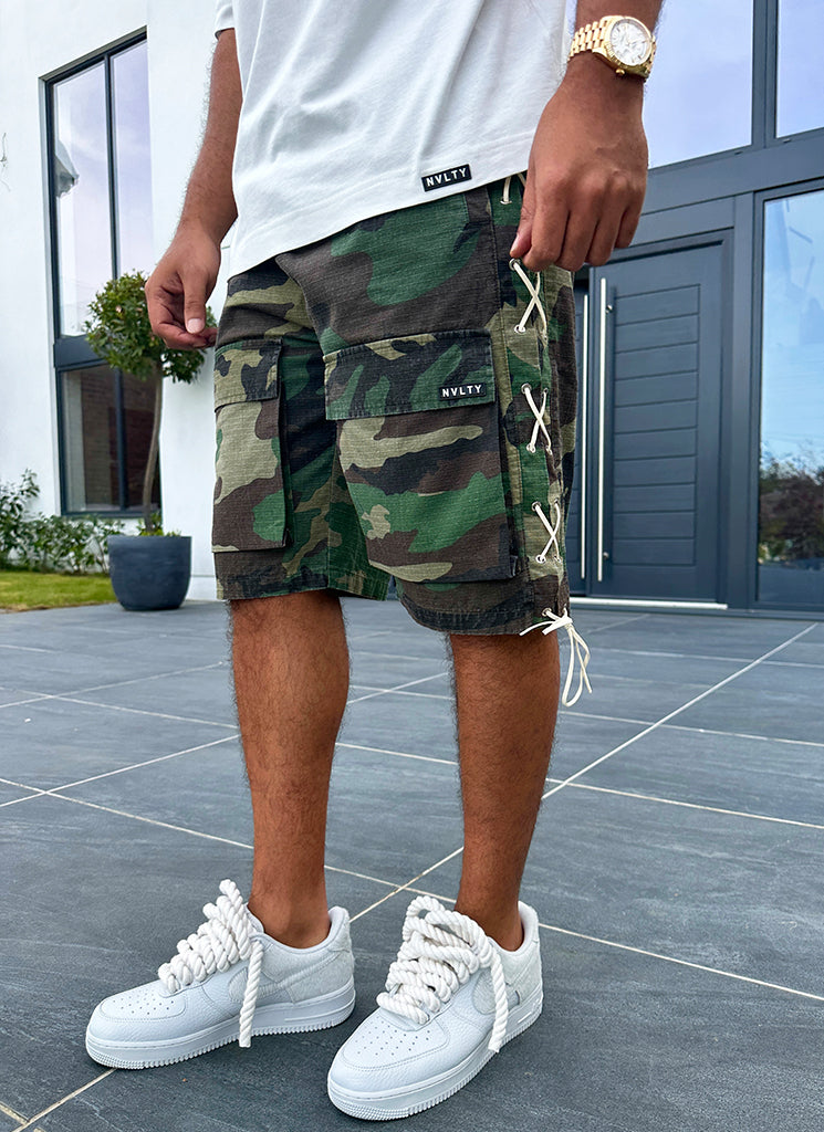 Vintage Lace Cargo Shorts - Camo