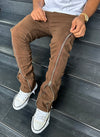 Vintage Flare Zipper Jeans - Brown