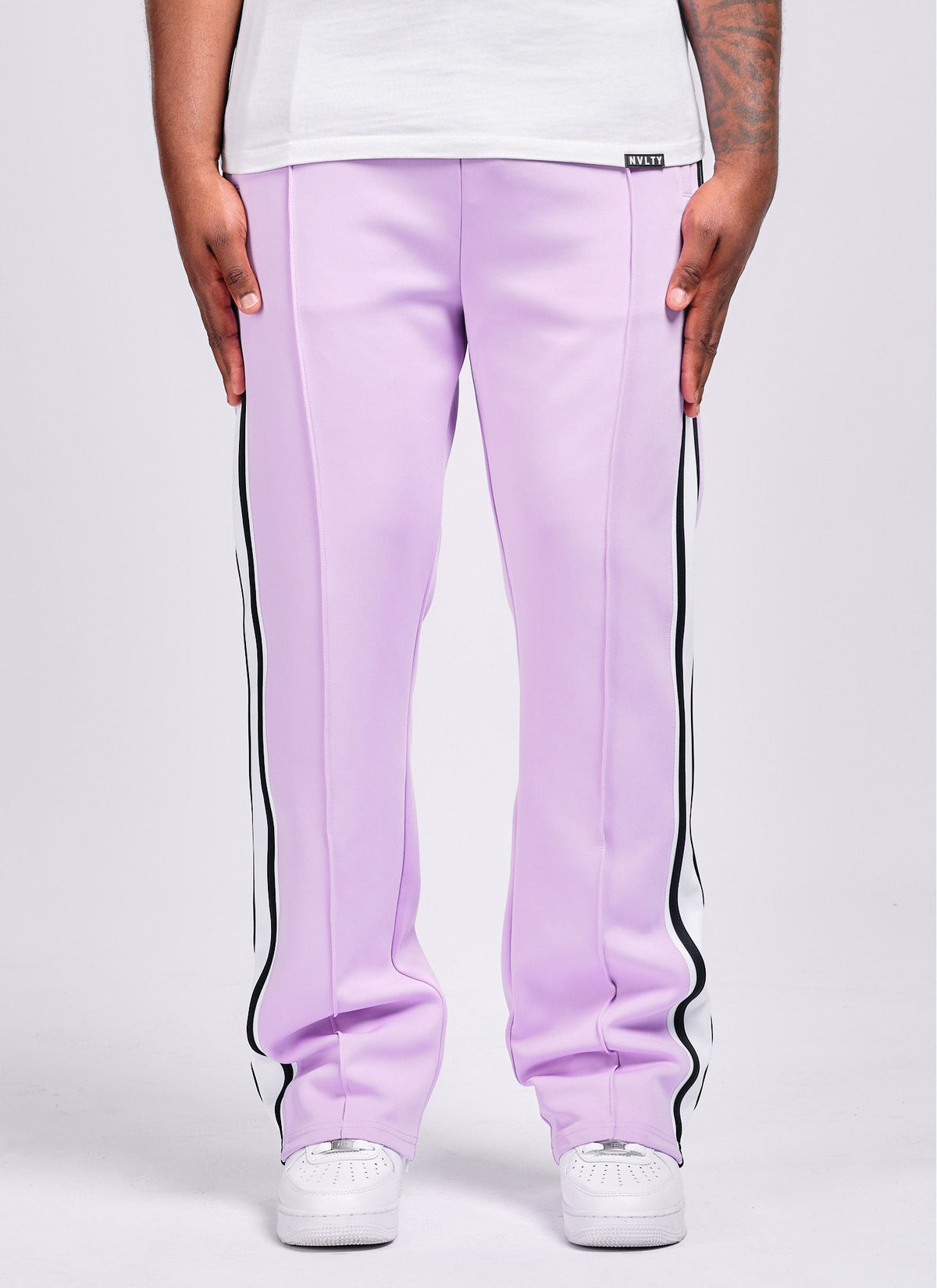 Panelled Luxe Track Pants - Purple