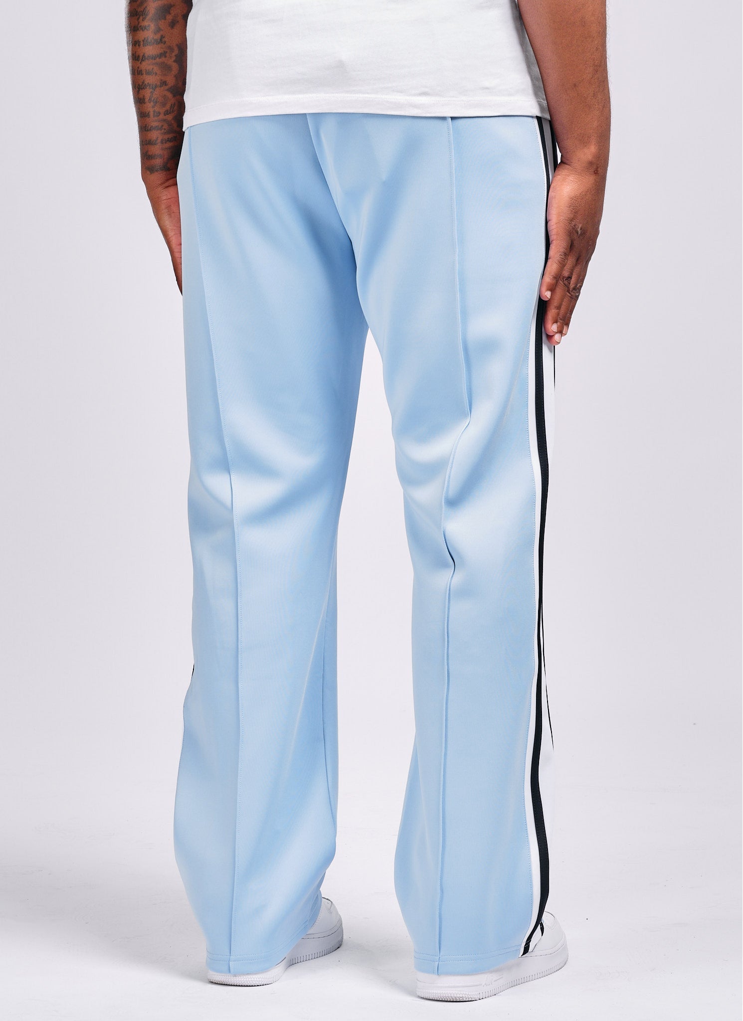 Panelled Luxe Track Pants - Baby Blue