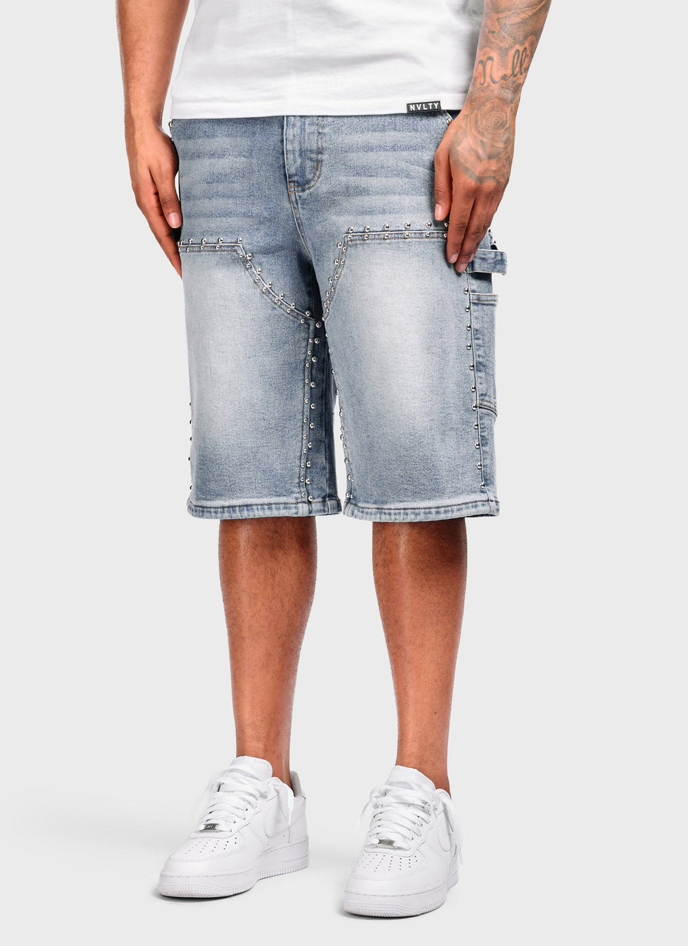 Vintage Double Studded Carpenter Denim Shorts - Blue