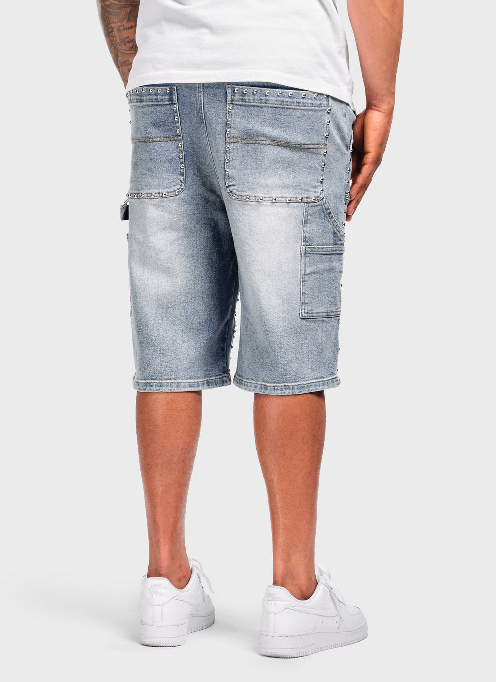 Vintage Double Studded Carpenter Denim Shorts - Blue