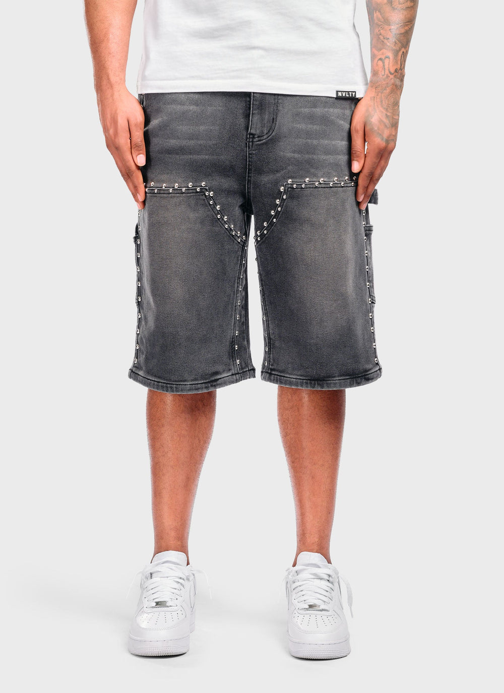 Vintage Double Studded Carpenter Denim Shorts - Black