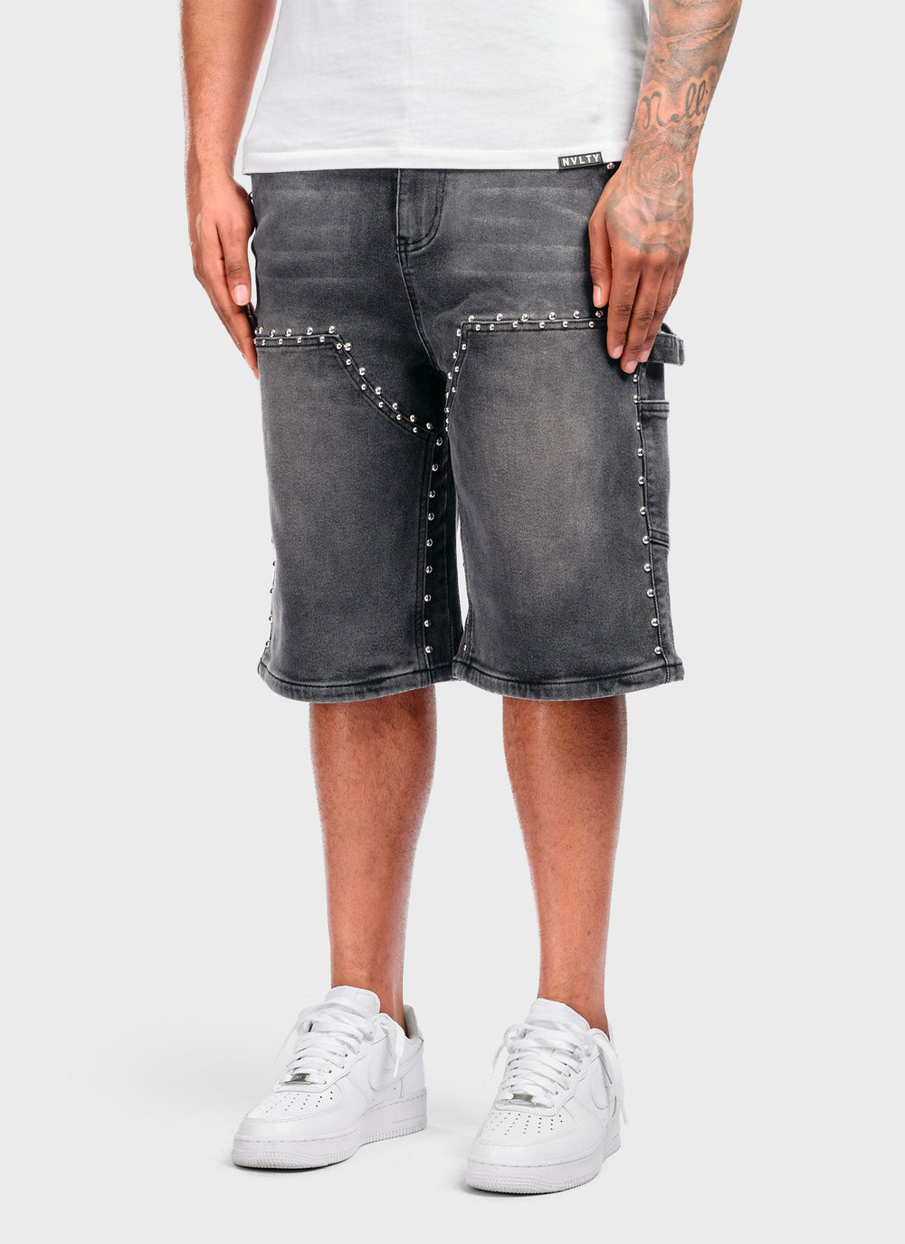 Vintage Double Studded Carpenter Denim Shorts - Black
