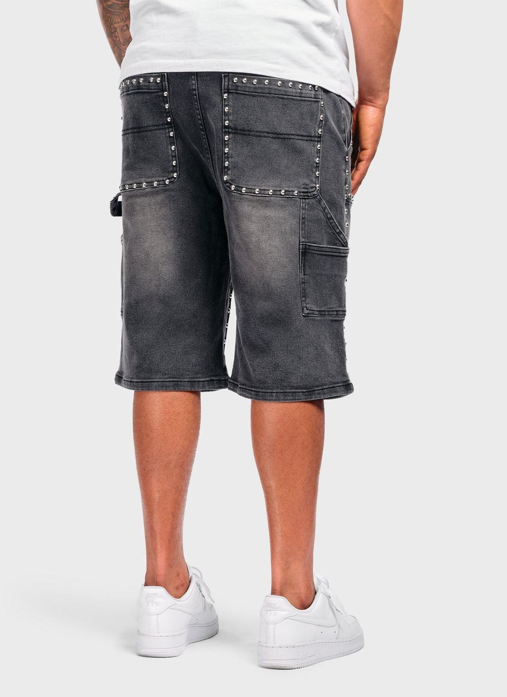 Vintage Double Studded Carpenter Denim Shorts - Black