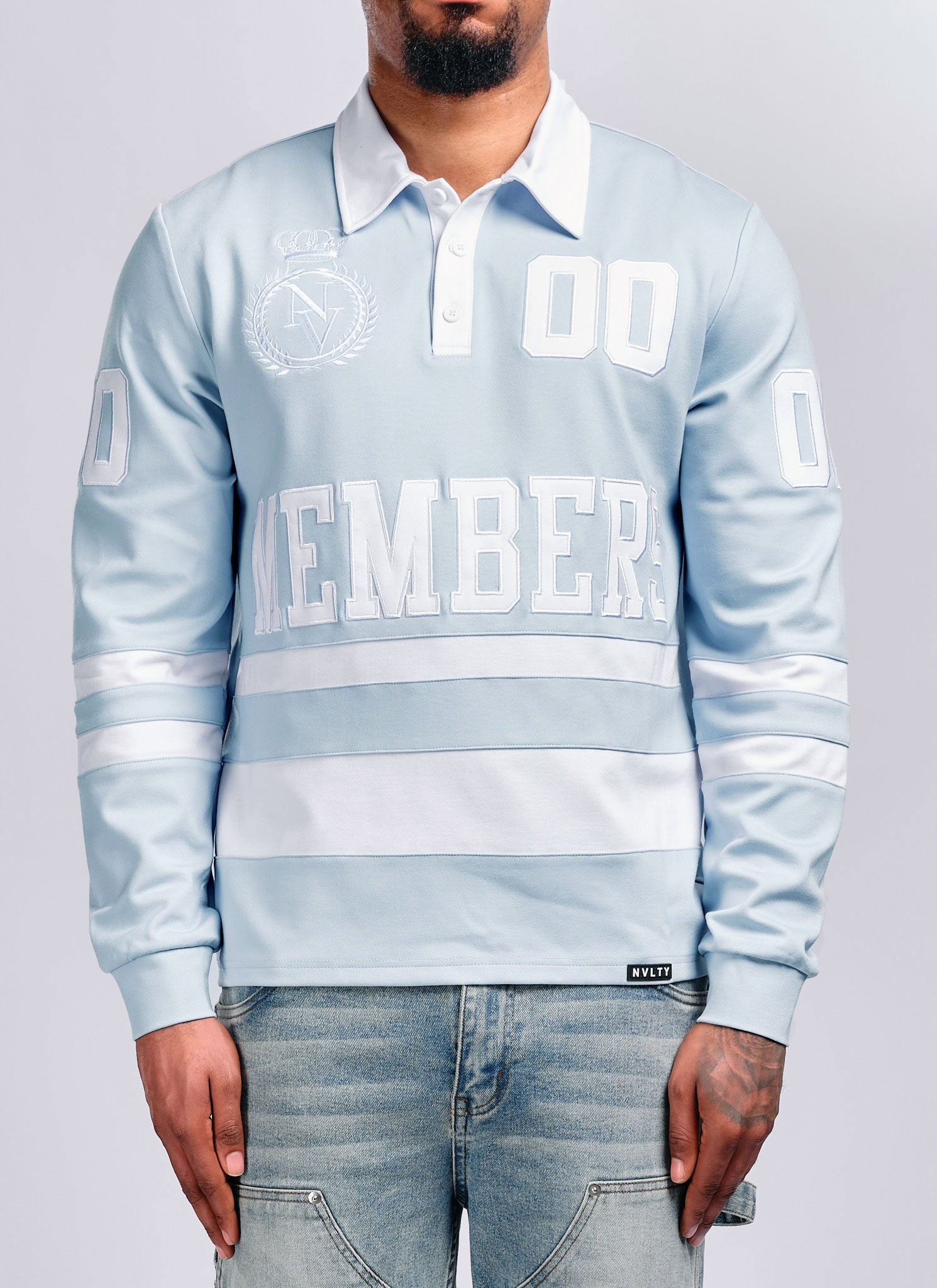 Members Royal Rugby Shirt - Baby Blue