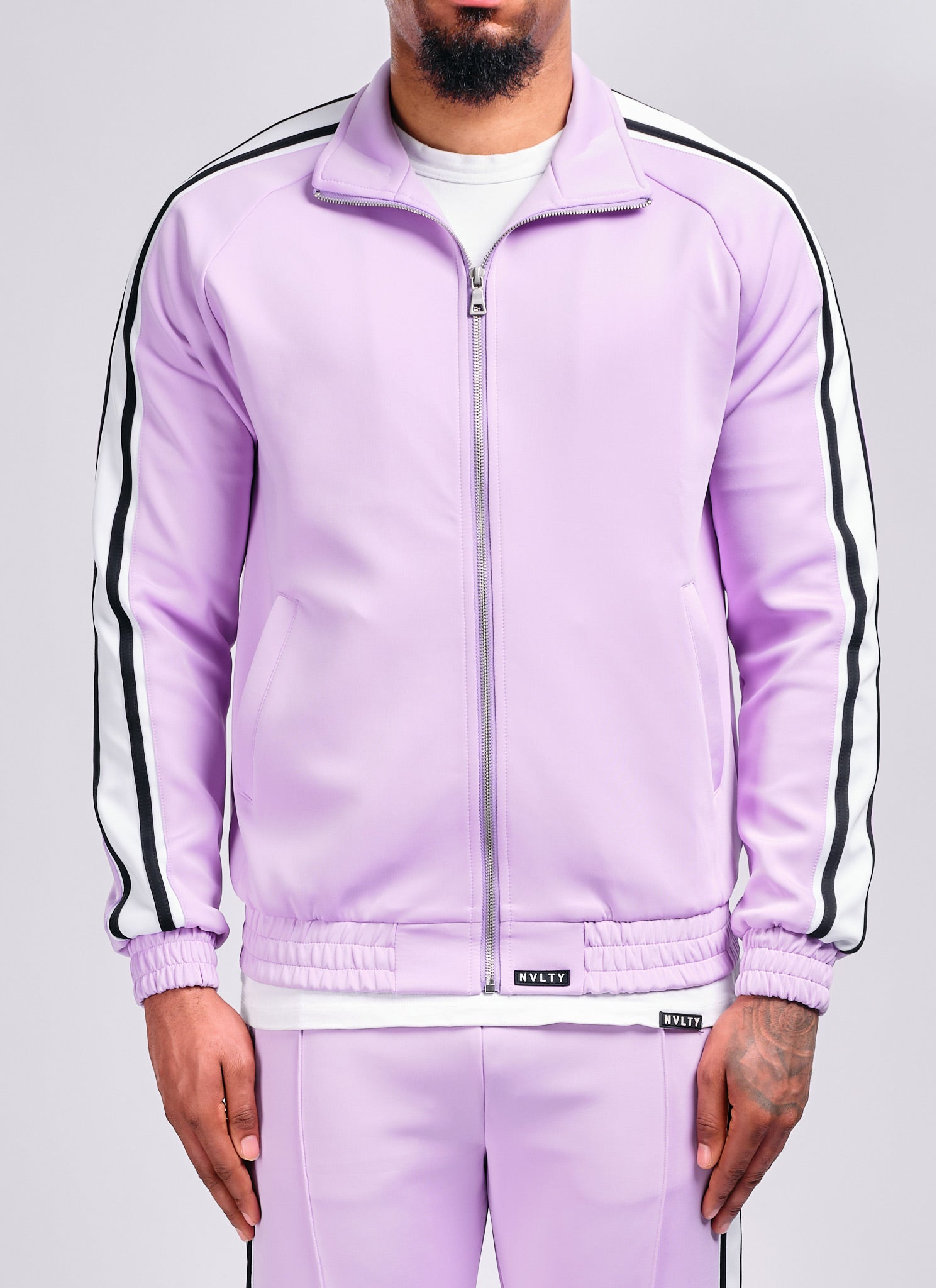 Panelled Luxe Track Jacket - Purple