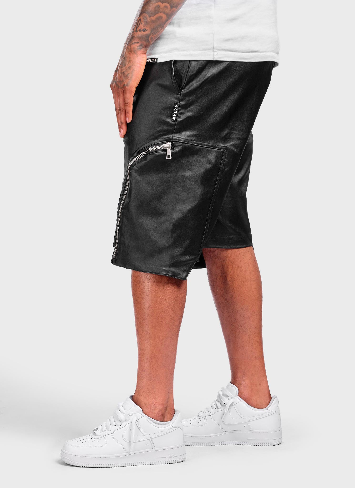 Vintage Wax Zipper Cargo Shorts - Black