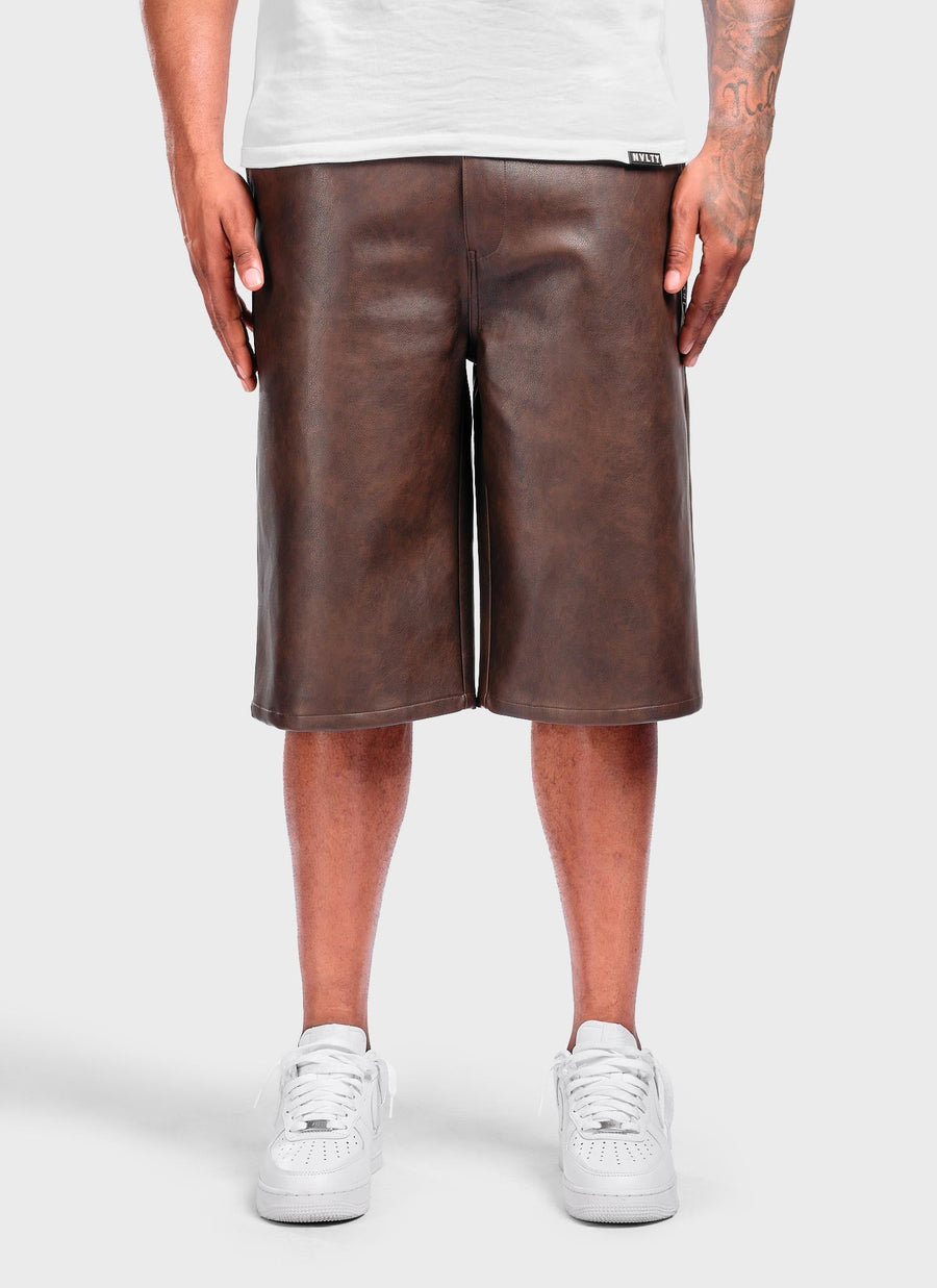 Vintage Heavyweight Leather Shorts - Brown