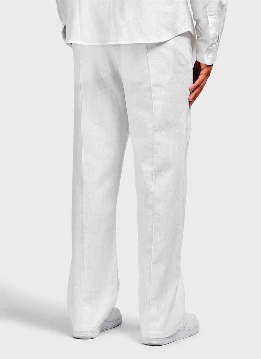 Linen Pleat Pants - White