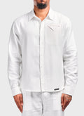 Linen Pocket Square Shirt - White