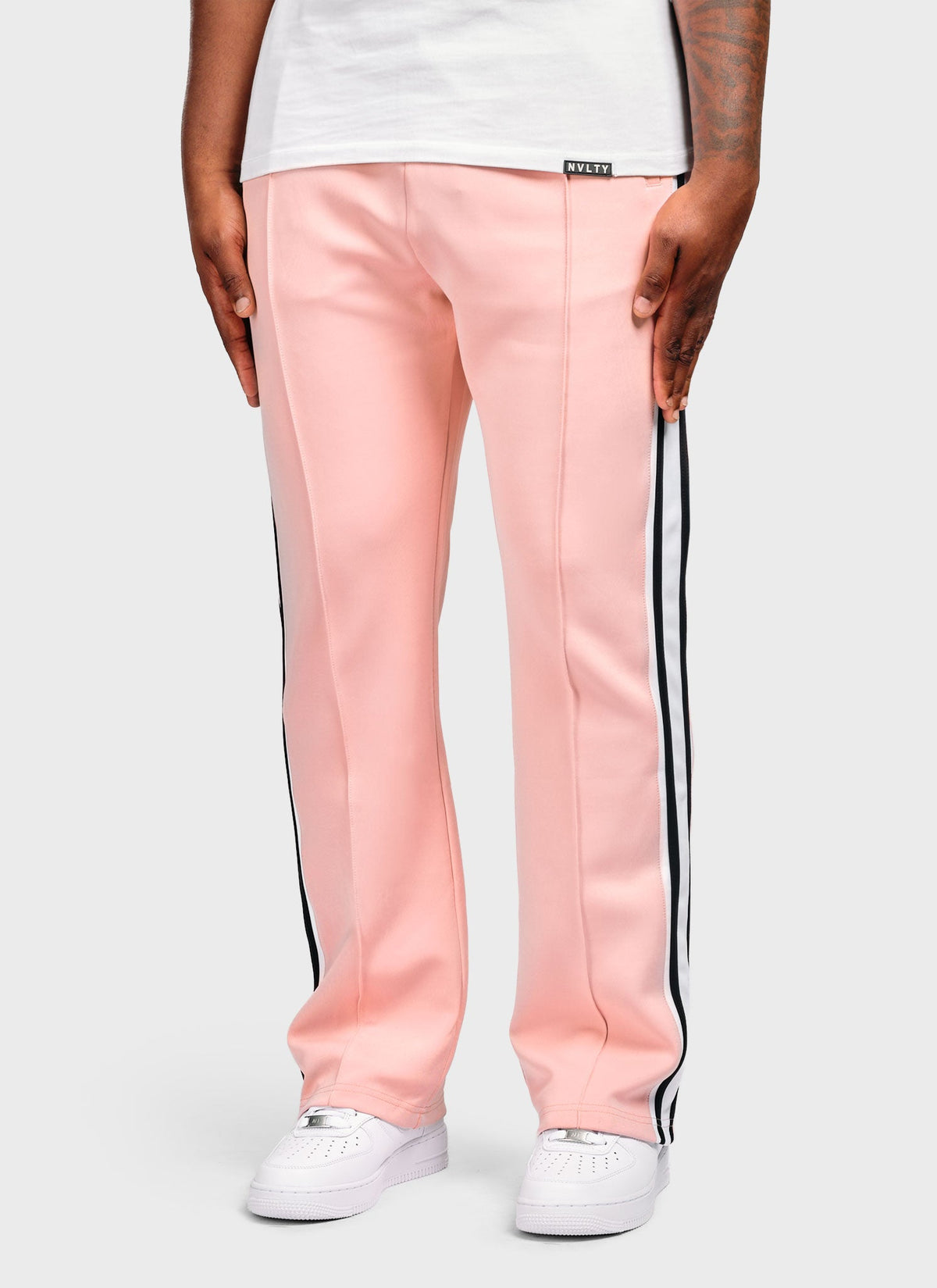 Panelled Luxe Track Pants - Baby Pink